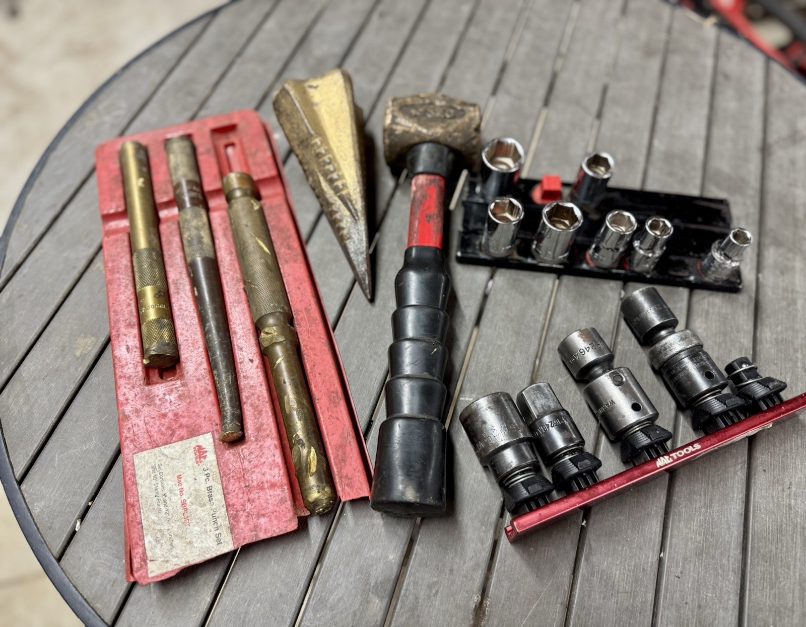 Mac Tools 3pc Brass Punch Set Brass Hammer proto snap on socket set Random