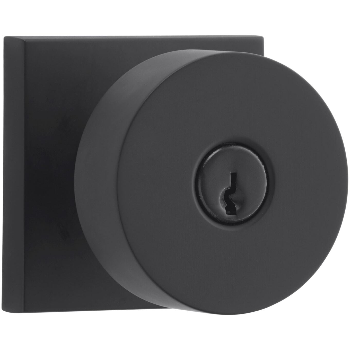 Baldwin Single Cylinder Keyed Entry Door Knob Square Rose, Satin Black