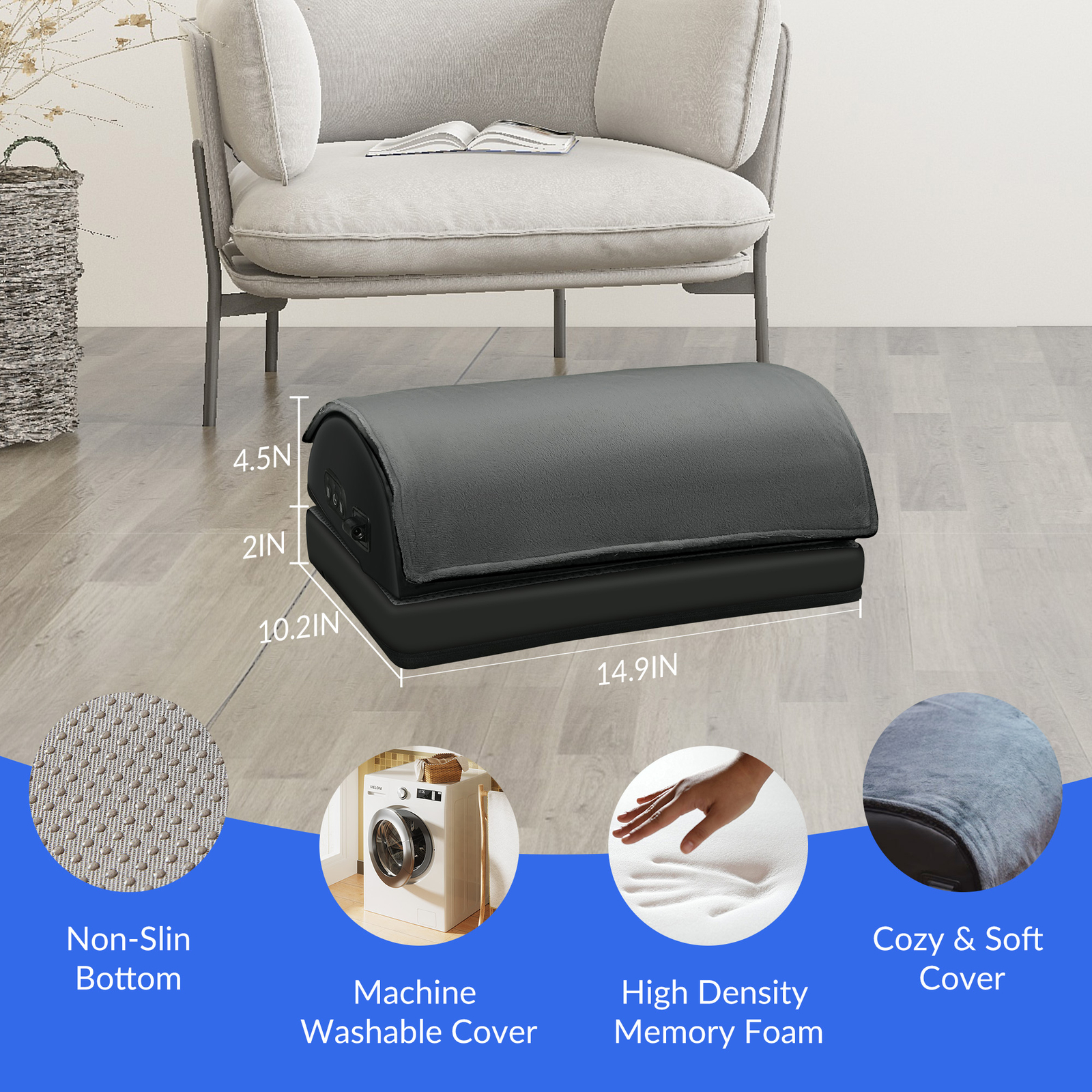 Snailax Footrest for Under Desk at Work, Vibrating & Heating, Memory Foam, Gift