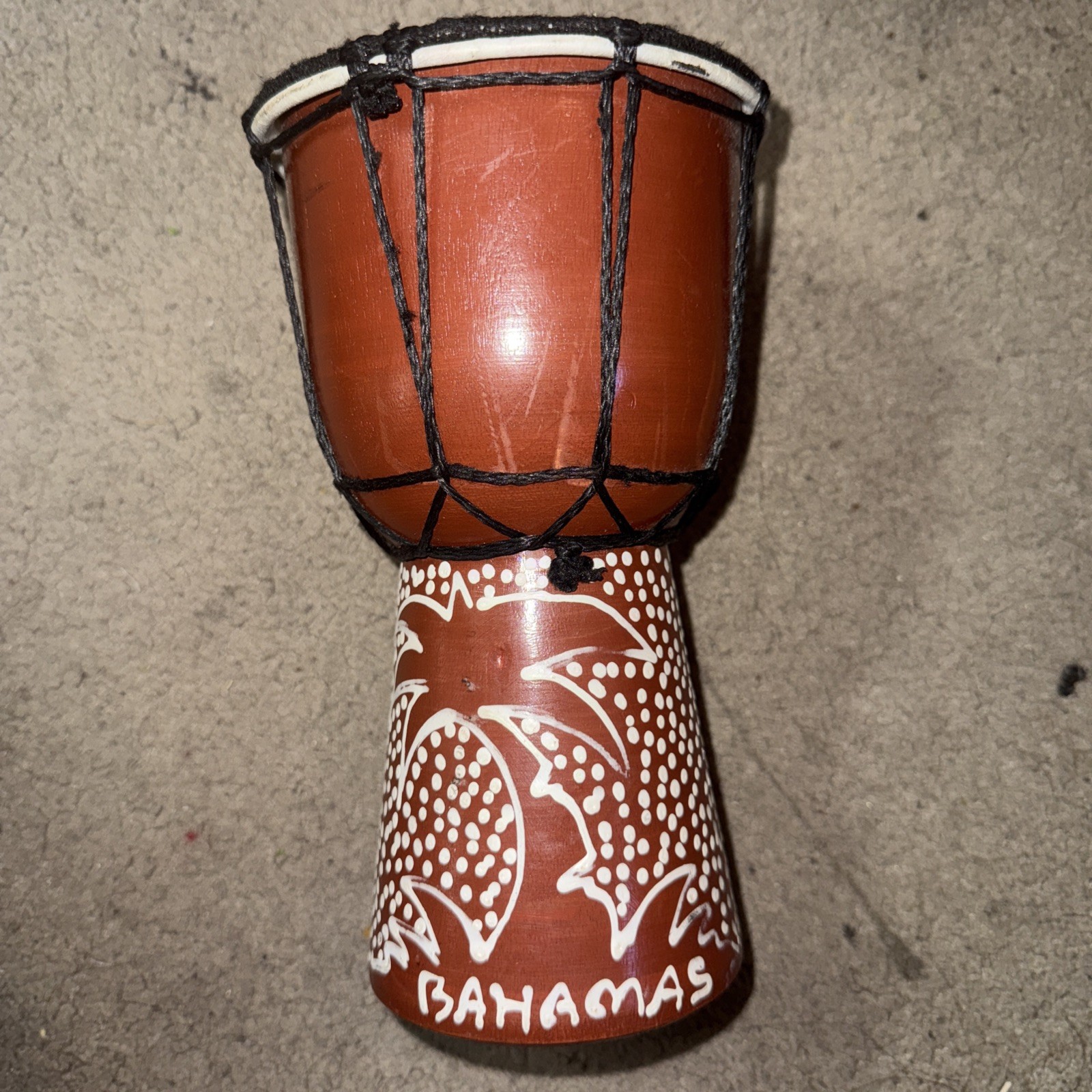 Small hand-painted djembe drum, from  Bahamas.