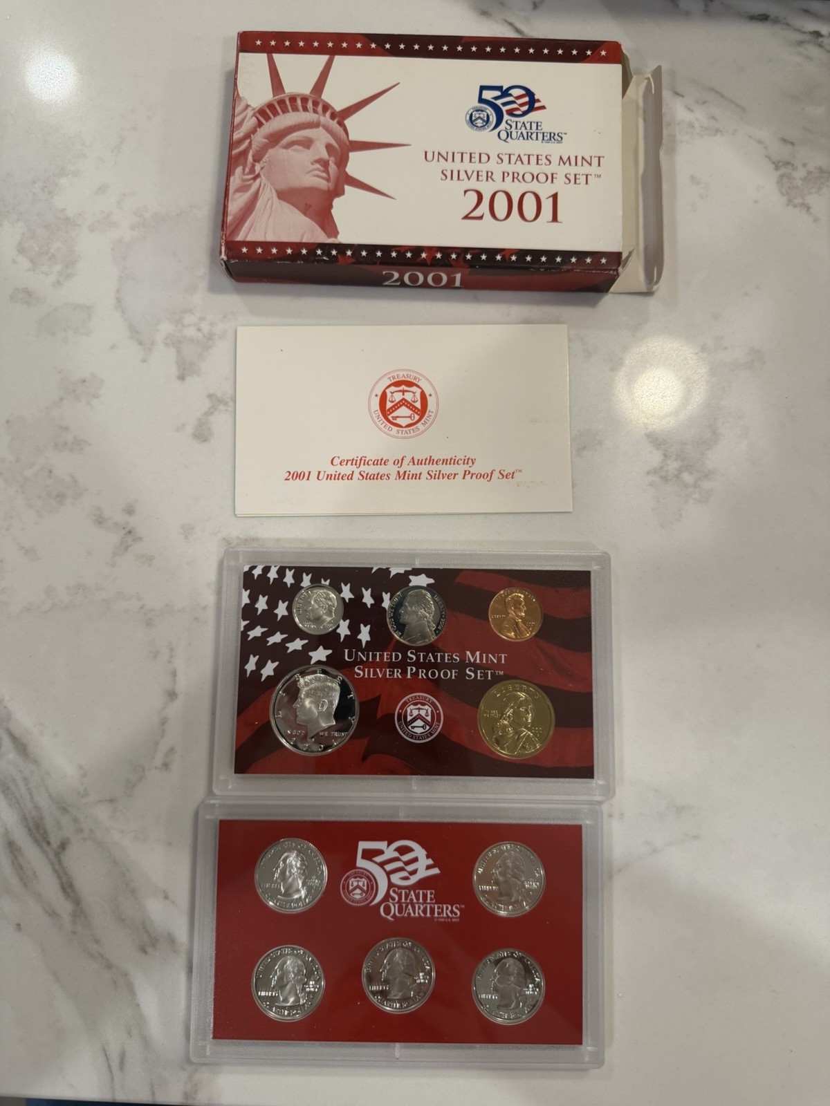 2001 S United States Silver Proof Full Set 10 Coins San Francisco Mint