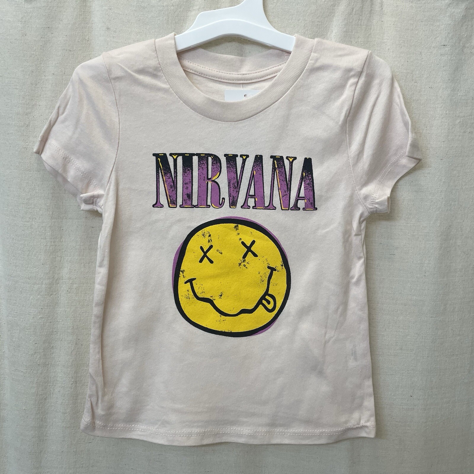 New! Nirvana 4t Toddler Girl’s T-Shirt Pink Smiley Rock Band Grunge Alternative