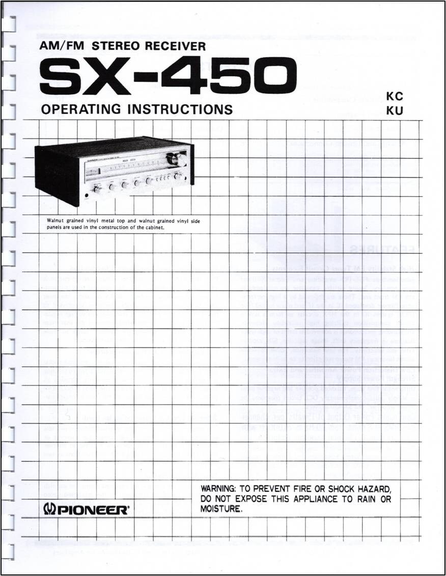 Pioneer SX-450 Stereo Receiver Owners Manual