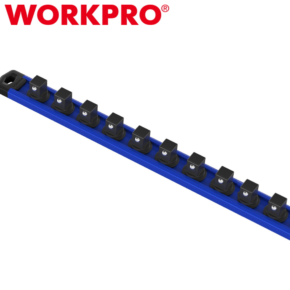 WORKPRO 3/8 Drive Magnetic Socket Organizer Socket Rail Heavy Duty Socket Holder
