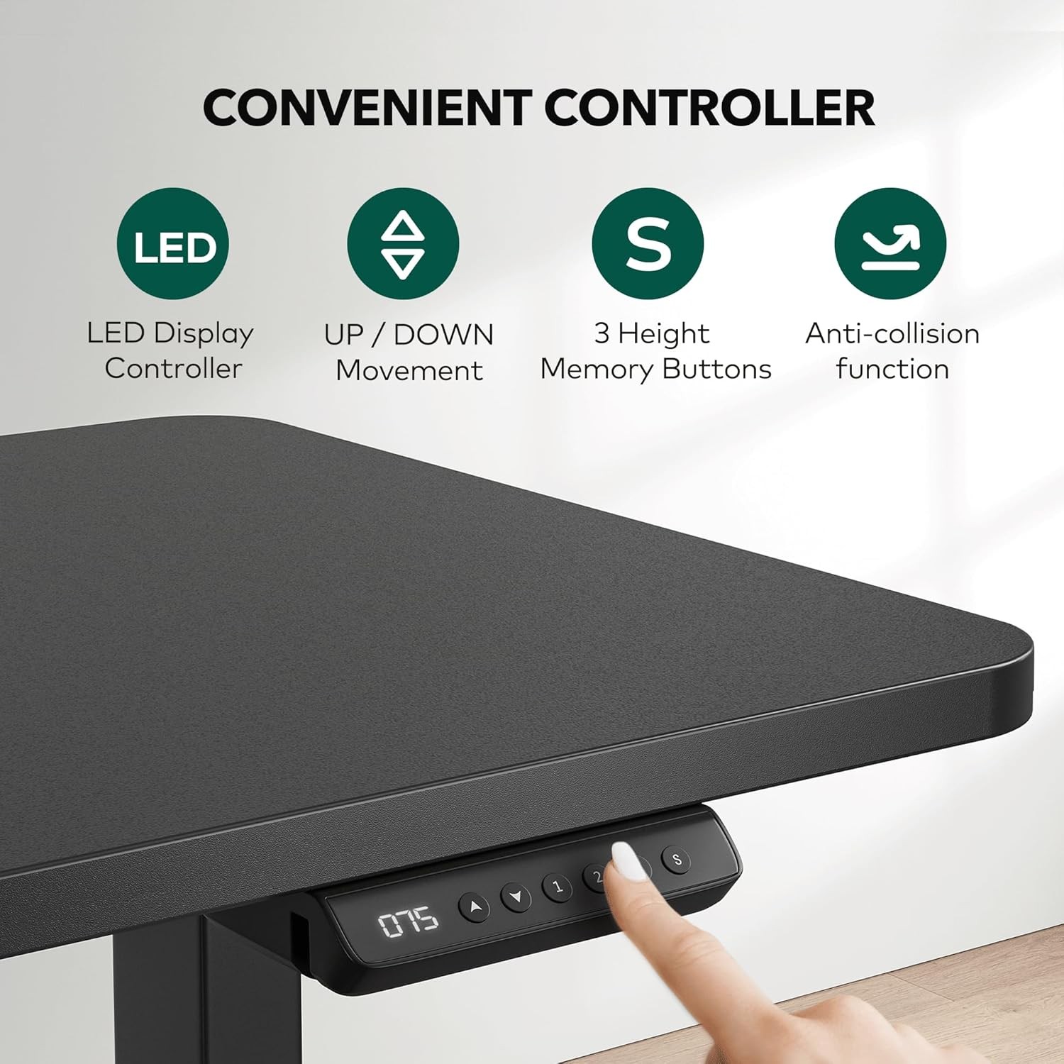 L-Shaped 63x55 Electric Standing Desk Adjustable Height Corner Black