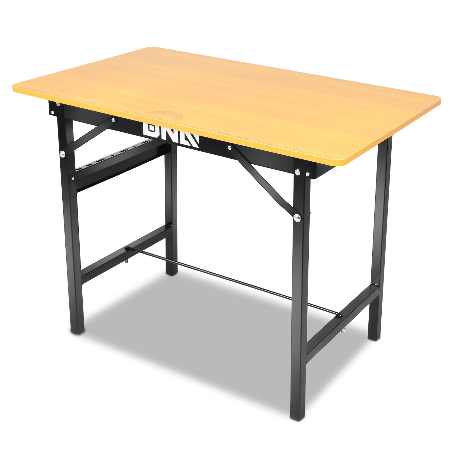 Yellow/Black 100 KG Heavy Duty Foldable Desktop Metal Table Work Bench Wood Top