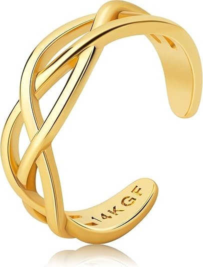 14K Gold Filled Toe Rings for Women Adjustable Wrap Open Cuff Foot Celtic Knot