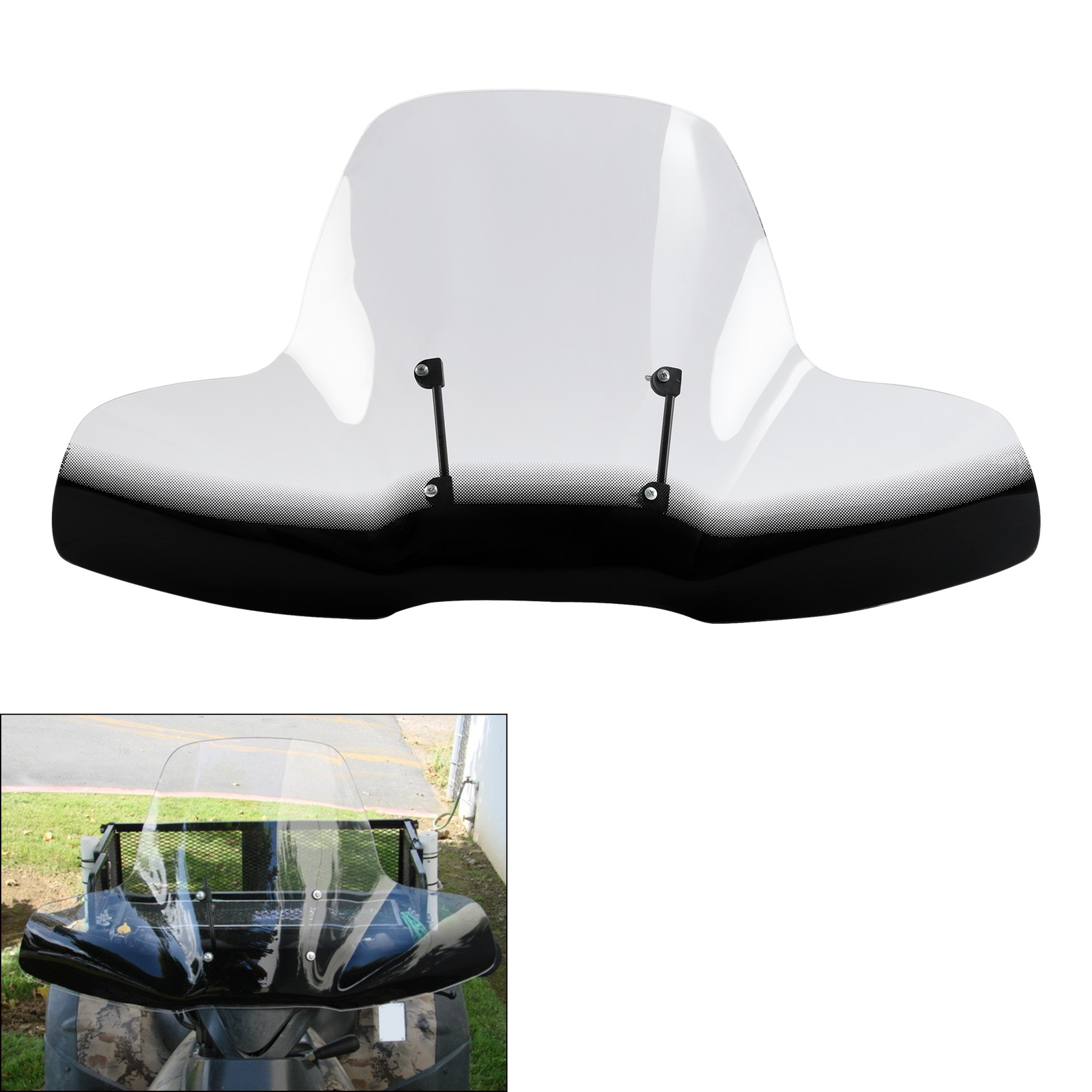 7/8" Large ATV Windshield W/ Mounts Fit For Polaris Arctic Cat Honda Yamaha US