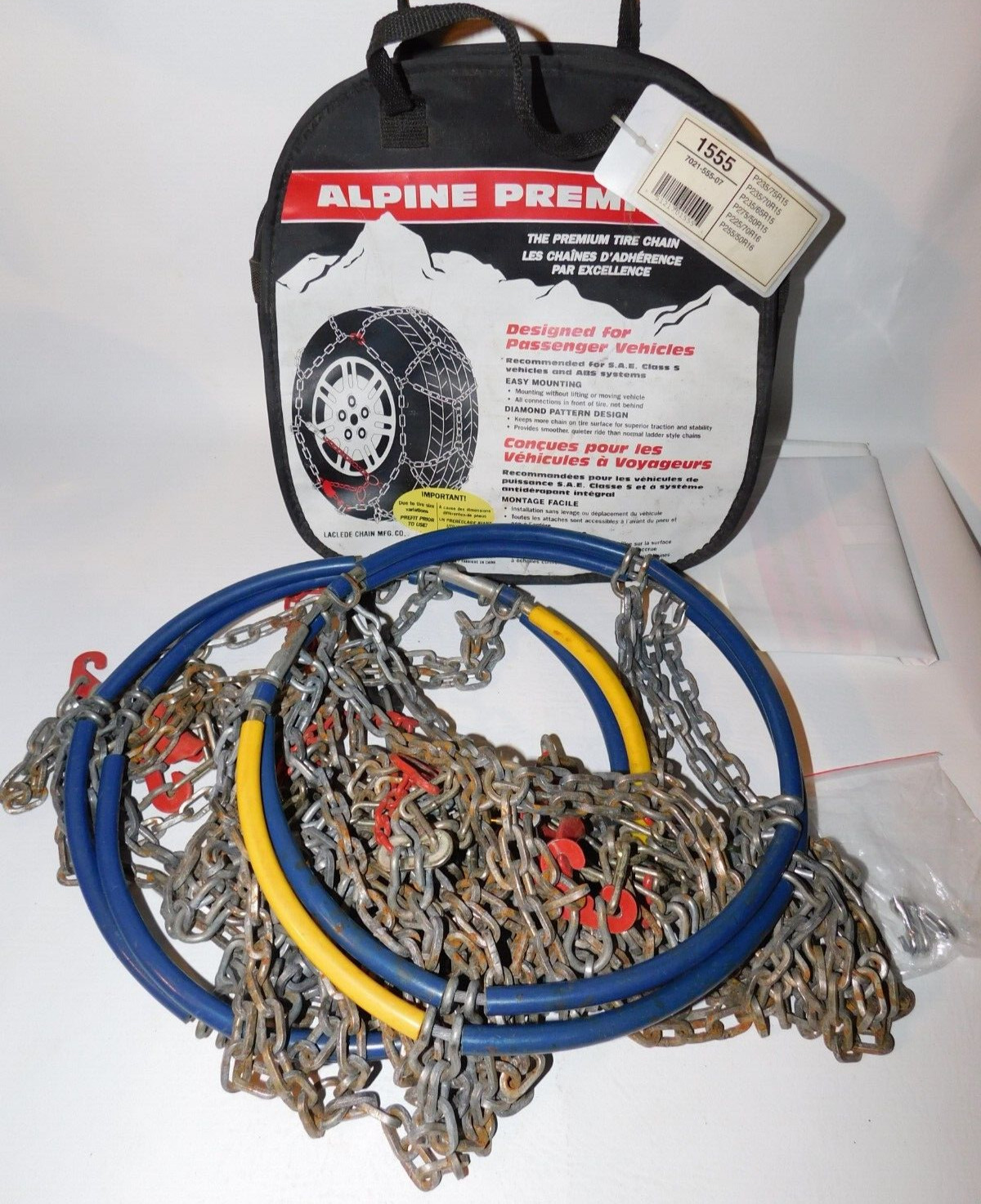 1555 Alpine Premier Diamond Pattern Tire Chains, 1 Pair - Used