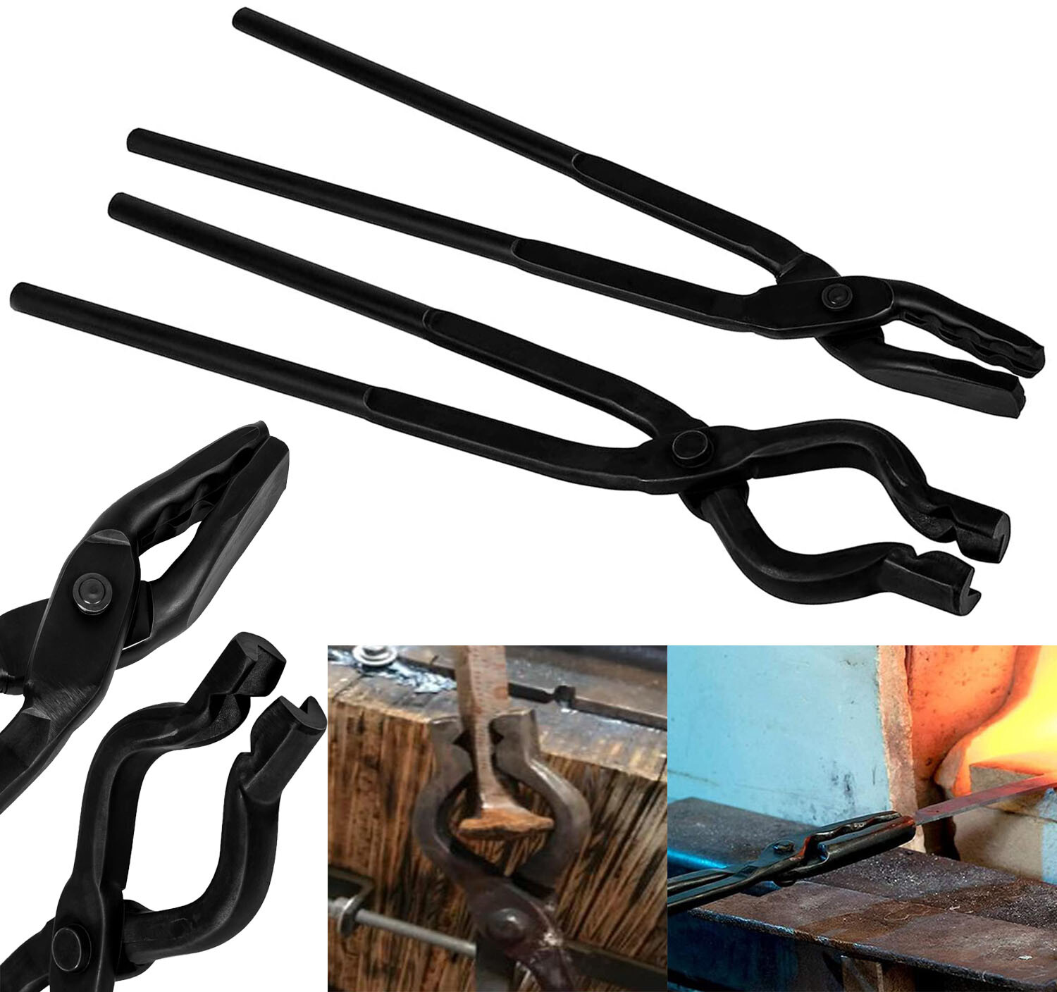 Blacksmith Forge Tools Wolf Jaw Tongs & V-bit Tongs For Knife Making Bladesmith