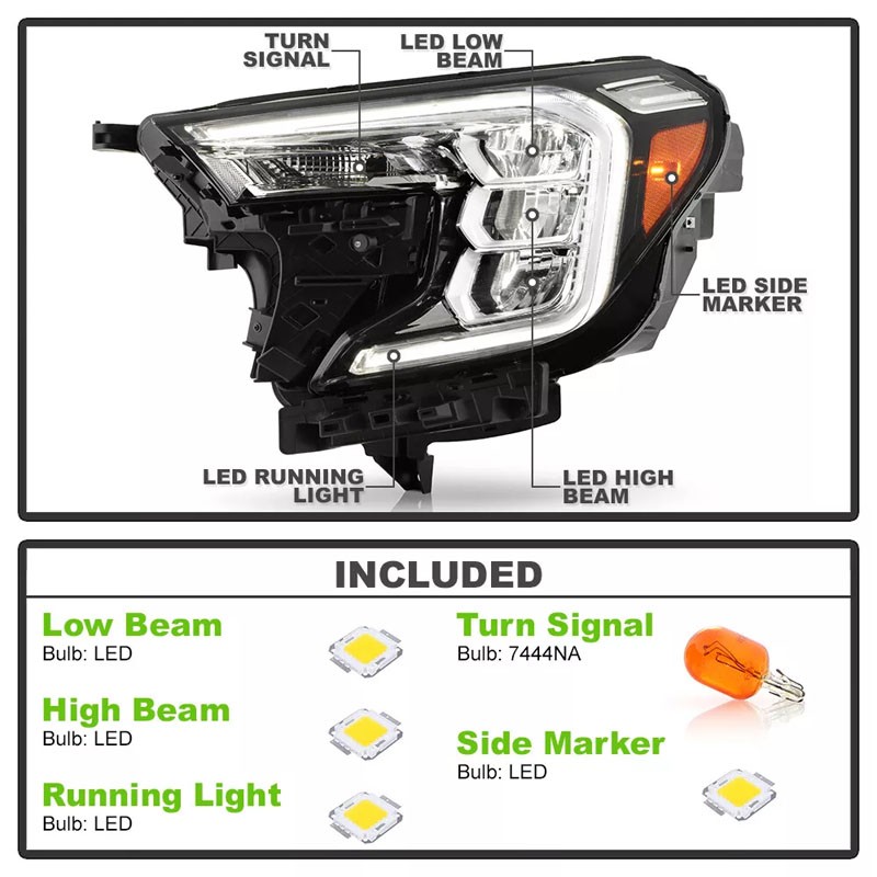 Pair LED Reflector Headlights For 2022-2024 GMC Terrain AT4 | SLE | SLT LH RH