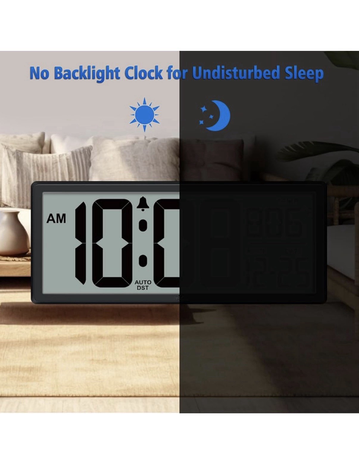 WallarGe 14.5'' Large Digital Wall Clock Battery Operated