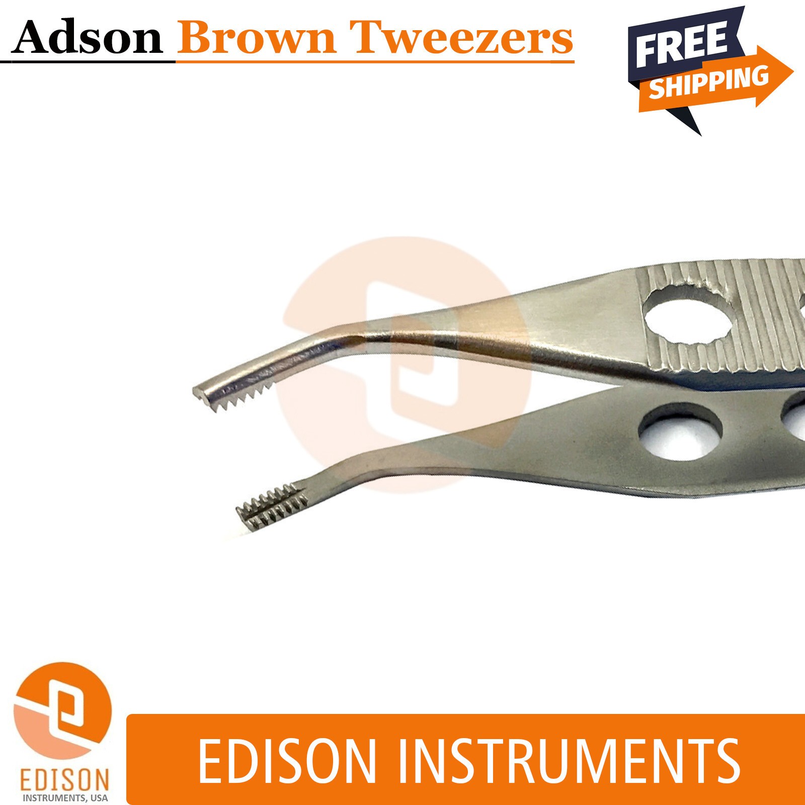 Atraumatic Adson Tissue Forceps Angled Tip Hole Style Handle Surgical Tweezers
