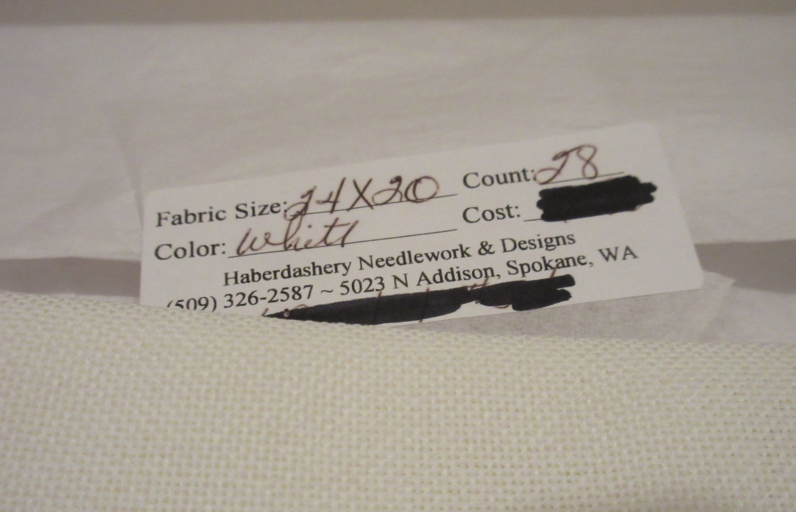 28 ct Wichelt WHITE Linen 24 x 20"
