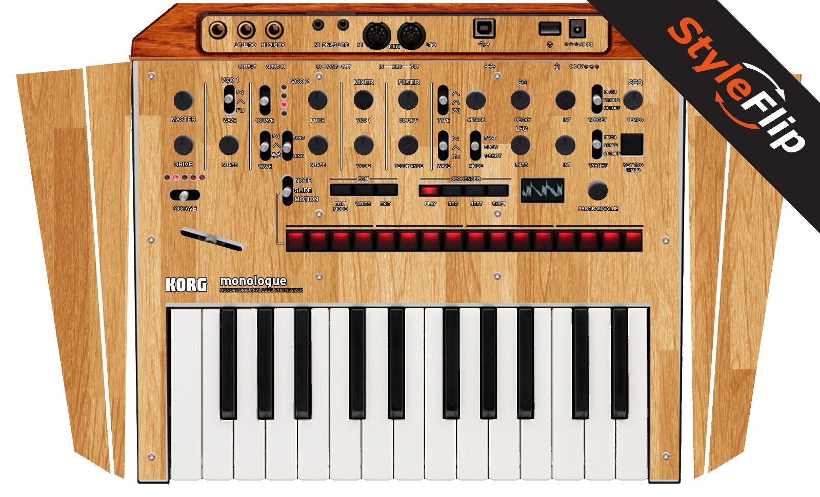 Korg Monologue Skin | Wood 5 | Protective Decal | StyleFlip Skins