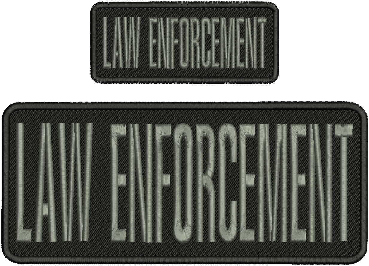 LAW E EMB PATCH4X10 AND 2X5 HOOK ON BACK BLACK/GRAY