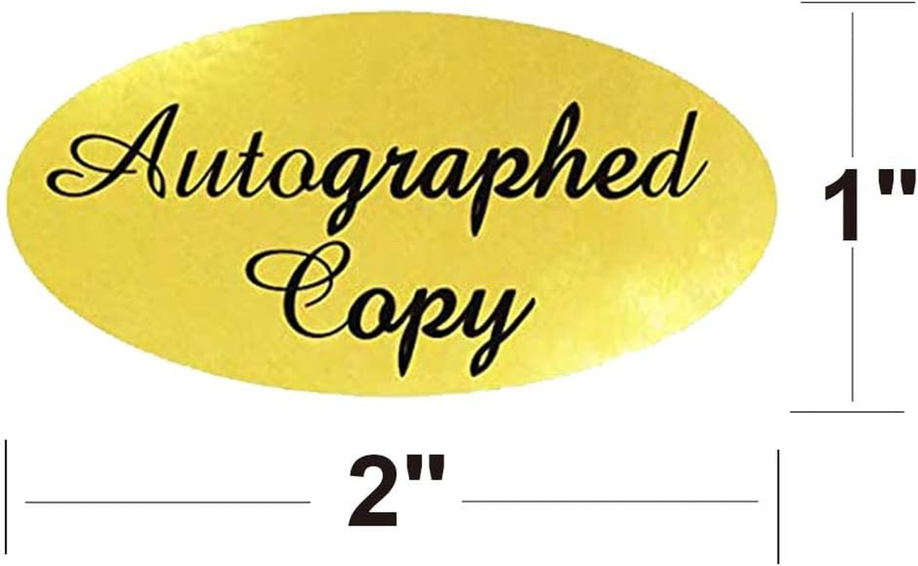1008 PCS 'Autographed Copy' Stickers-1 x 2Inch Oval Gold Foil Labels Gold Foil