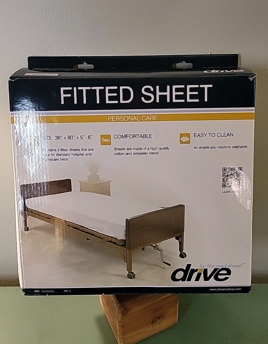 New Drive Medical Two Pack Fitted Sheets Hospital/Homecare  36"W X 80"L X 5-6"H