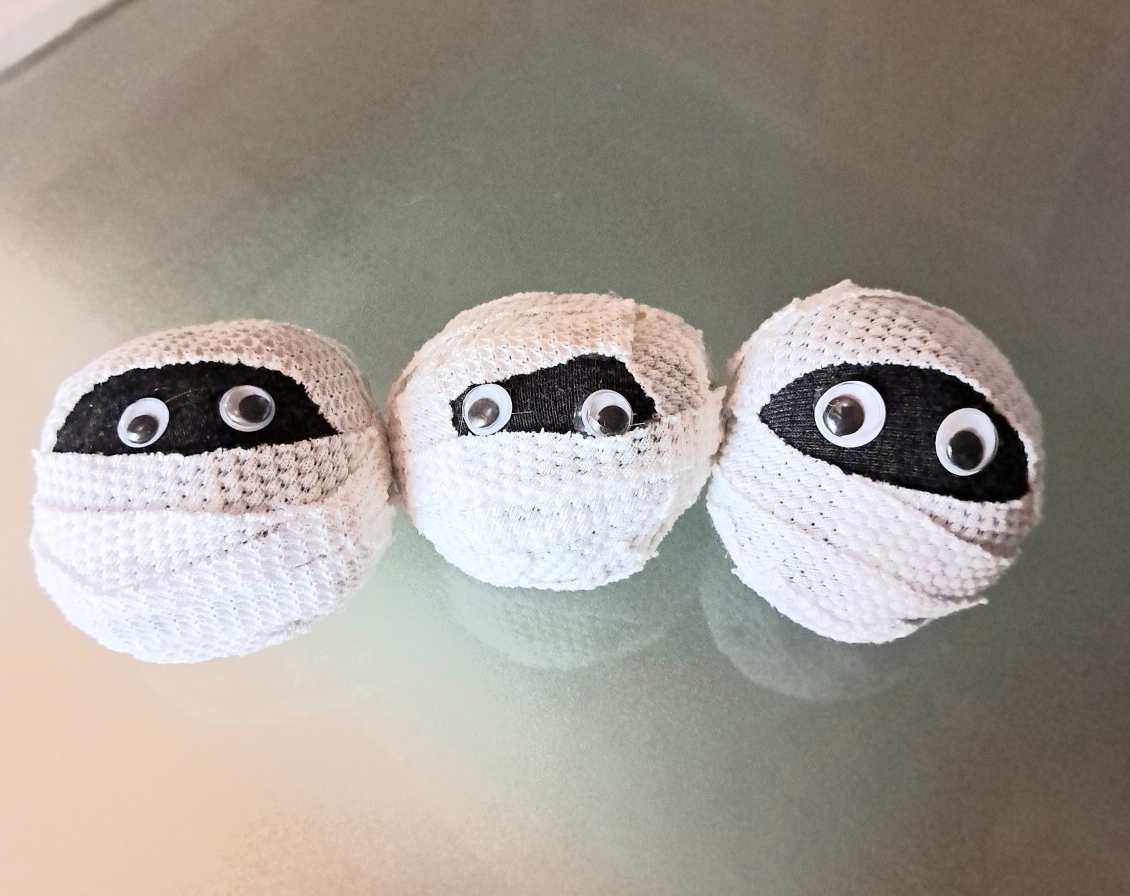 3 Mummy Heads 6" Around Handmade