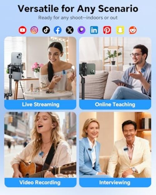 Wireless Lavalier Microphone for iPhone/Android Phone/Laptop/PC, Mini Lapel