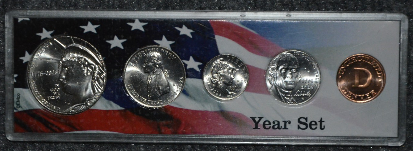 1776-2026 Semiquincentennial 5-Coin Denver Mint Set In Year Set Flag Holder