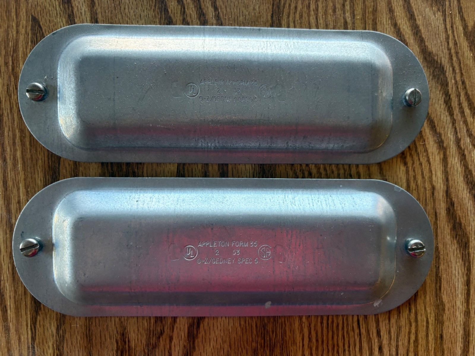 Lot of 2  Appleton Electric K200 Conduit Body Cover, 2 In., Steel, Form 35