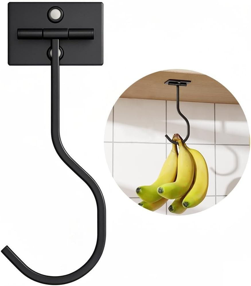 Under Cabinet Banana Hook Foldable Adhesive Bananas Hanger Heavy Duty Stainless