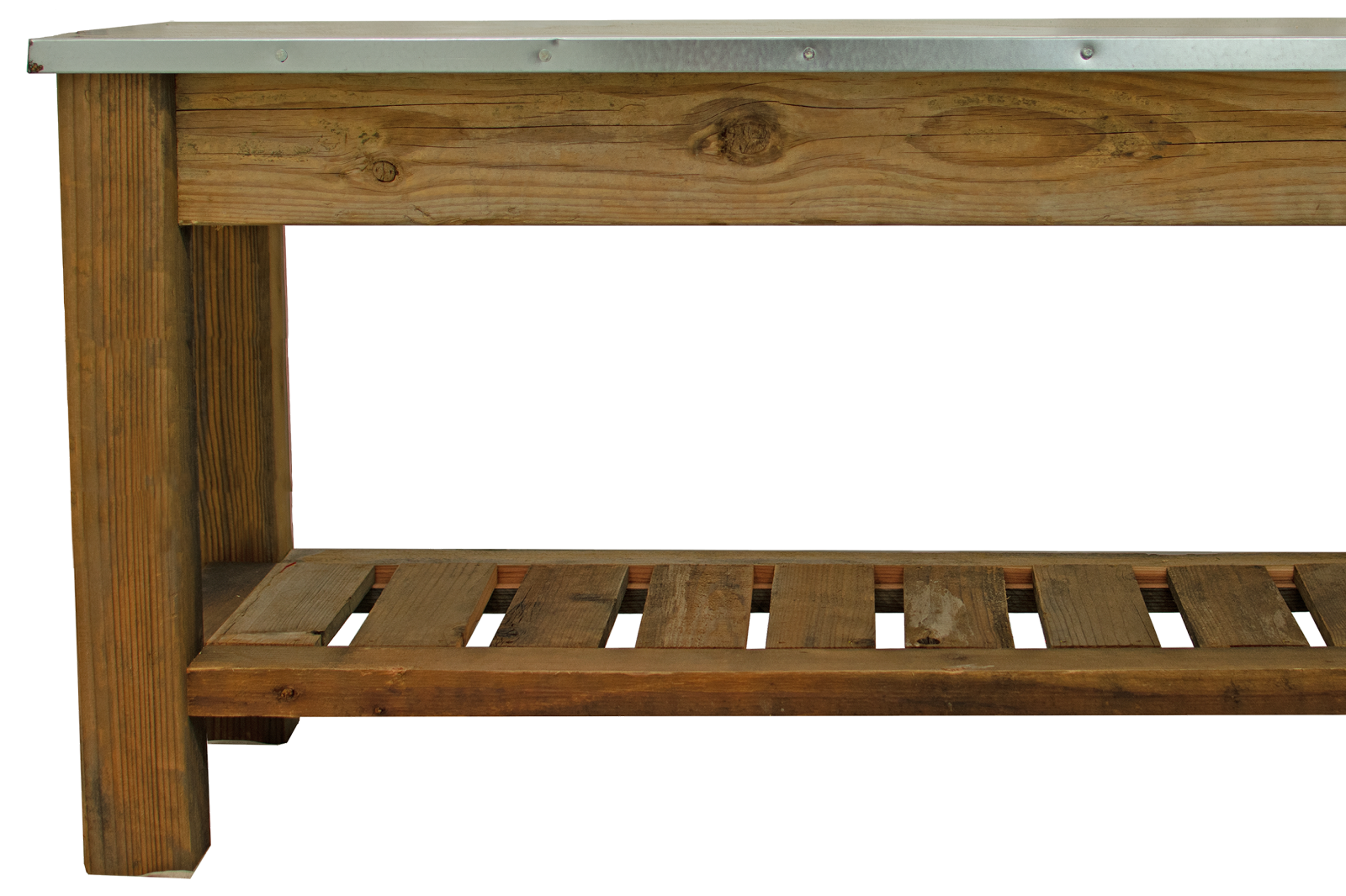 Redwood Patio Console Table & Outdoor Garden Utility Table Stainless Steel Top