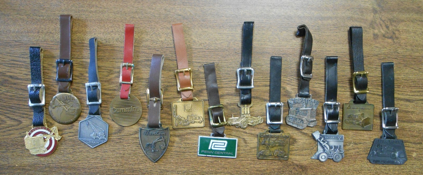 13 Vint Tractor Company & Dealers Watch Fobs Keychains CAT Harvester Terratrac