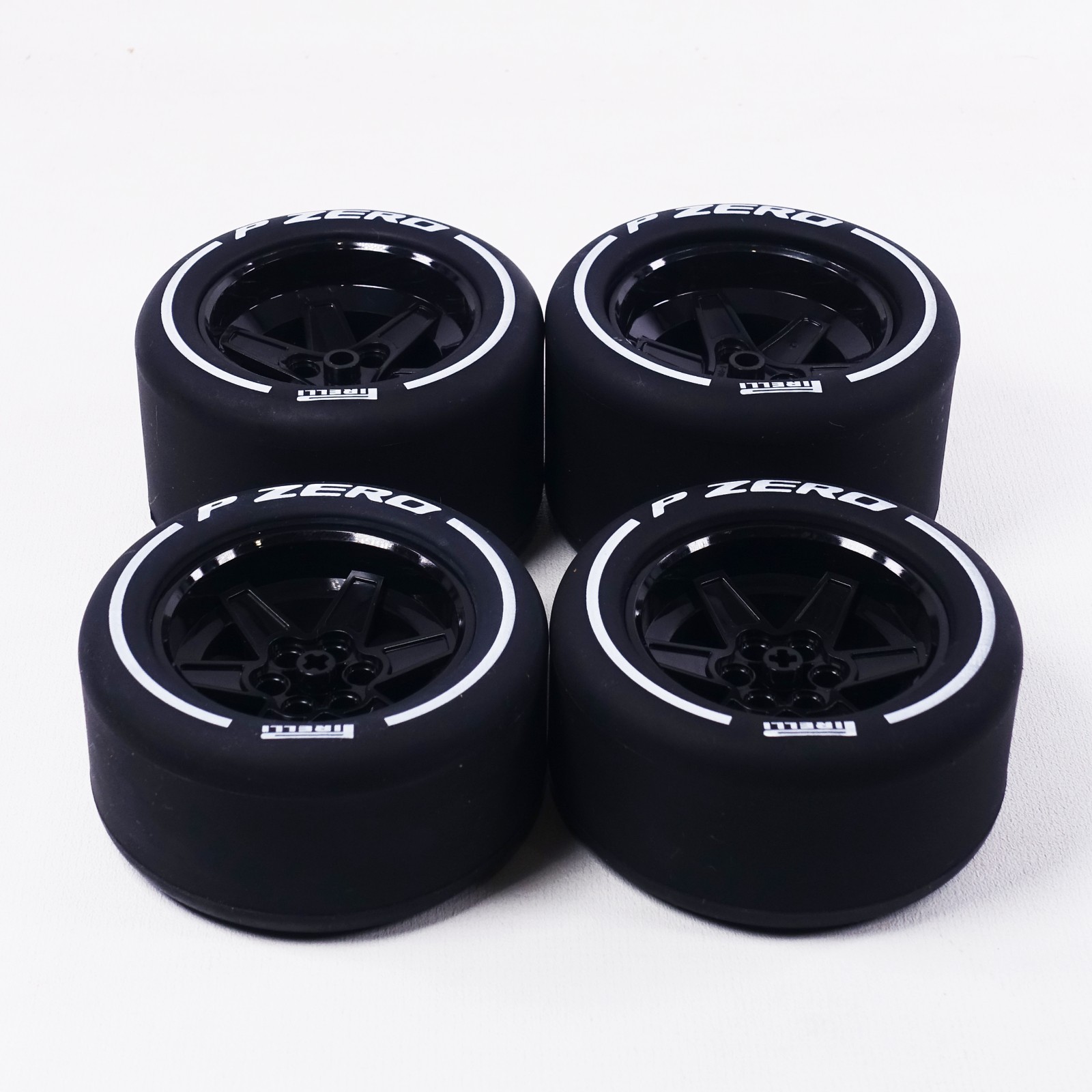 Custom 4 pcs Rubber Printing slick tires for Lego 42171 42206 42207 F1, V3-White