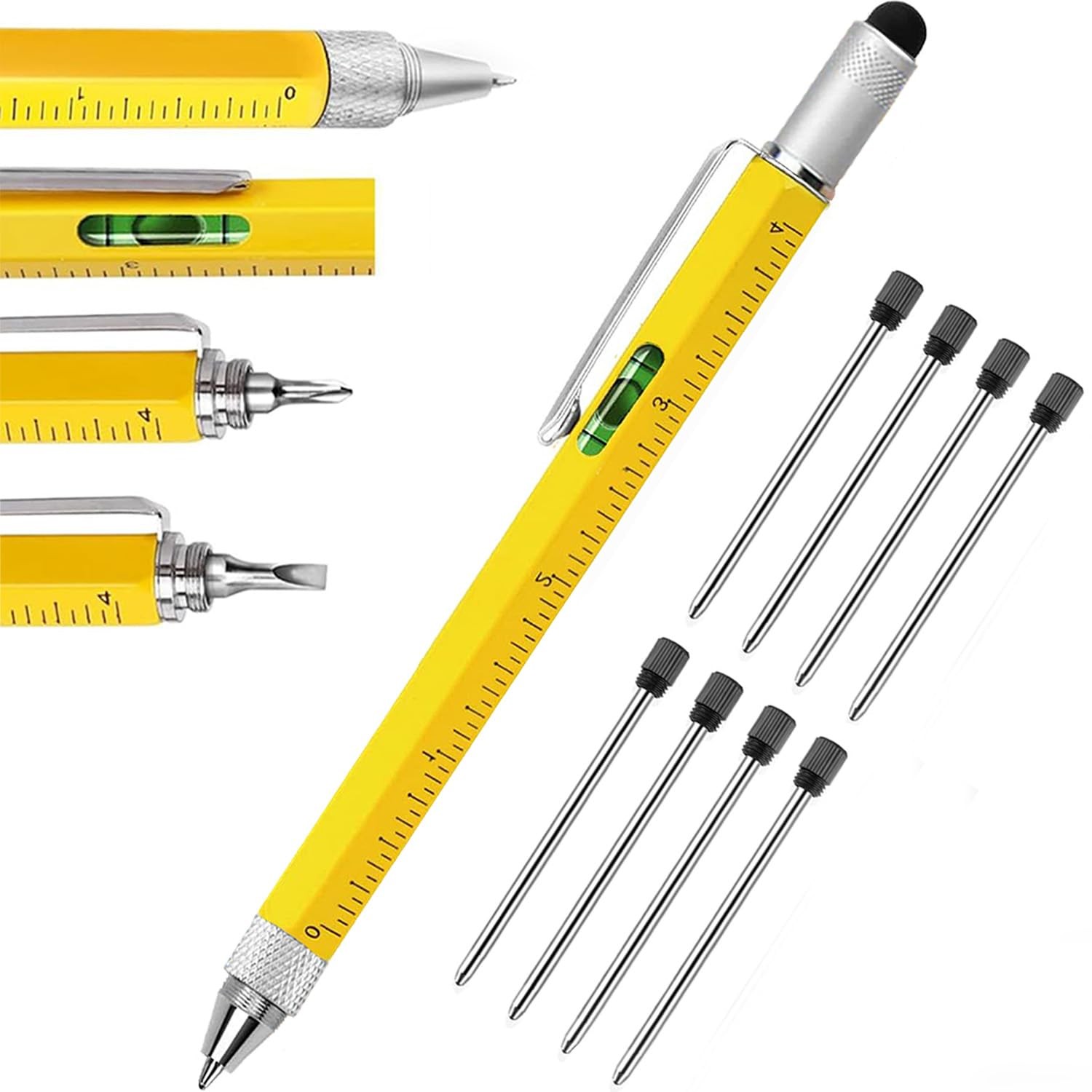 Multi Tool Pen Set,Pen for Men Dad Gifts from 1 Count (Pack of 1), Yellow