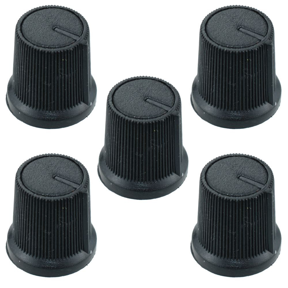 5 x Black 6mm Pointer Potentiometer Control Knob