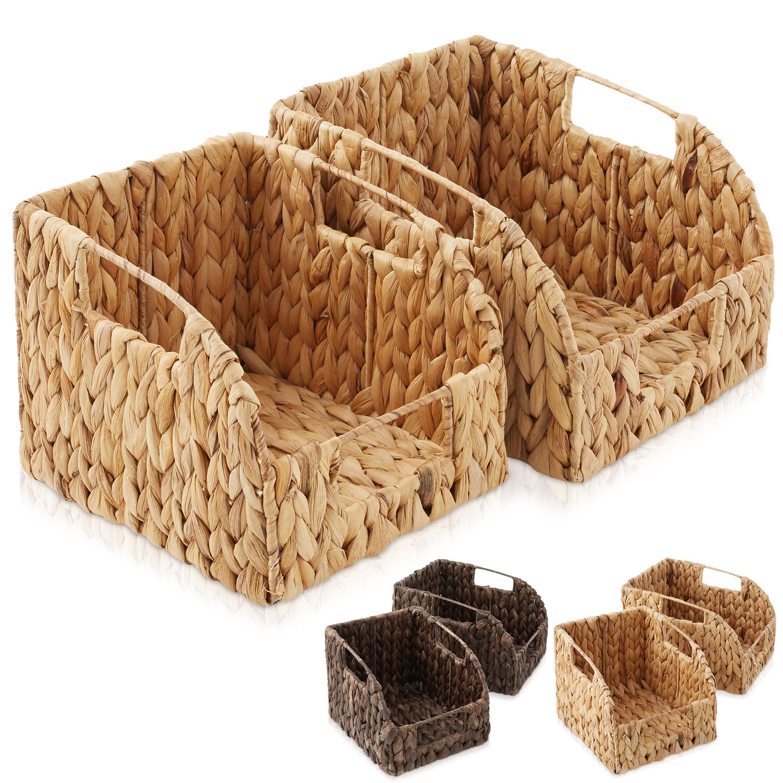 2pk Hyacinth Pantry Baskets, Wicker Kitchen Storage Bins for Cabinets, Shelves