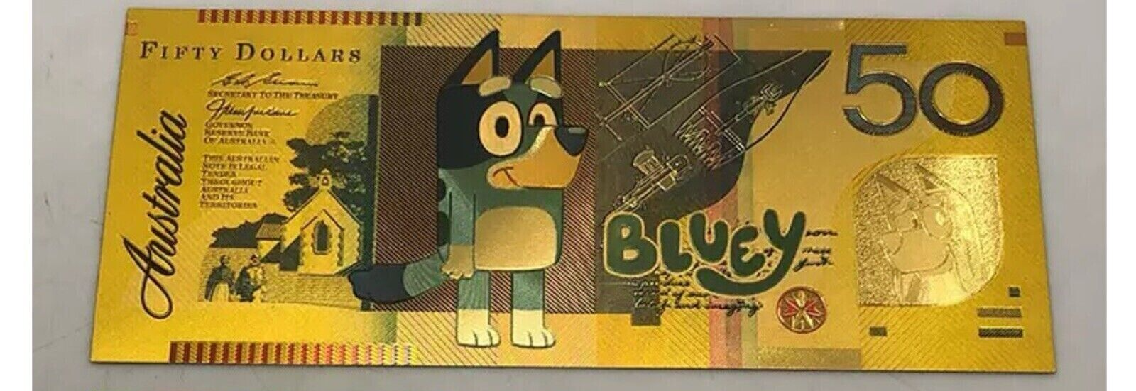 5 x Bluey Collectable 50 Dollar Bucks Banknotes