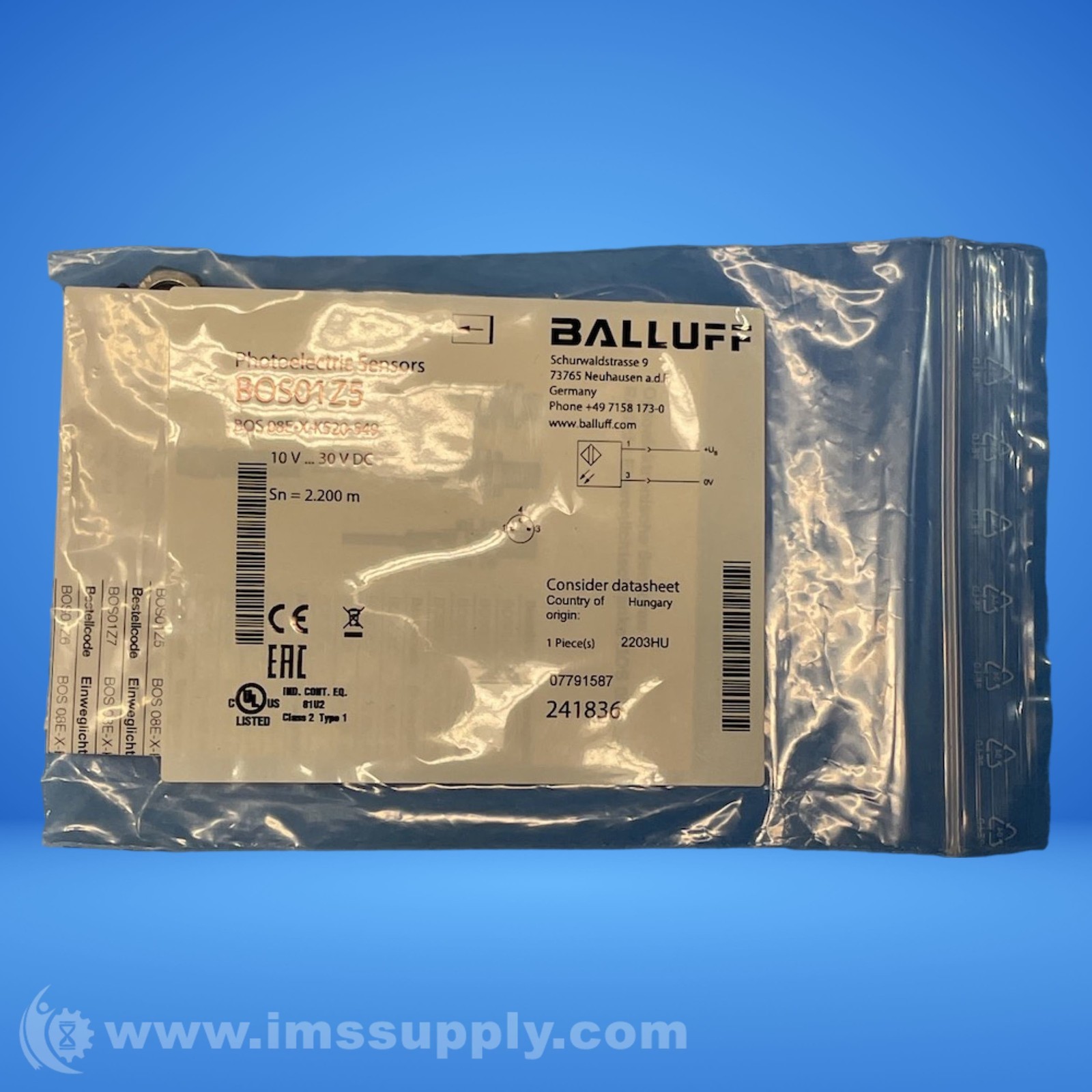 Balluff BOS01Z5 Through-Beam Sensor FNFP