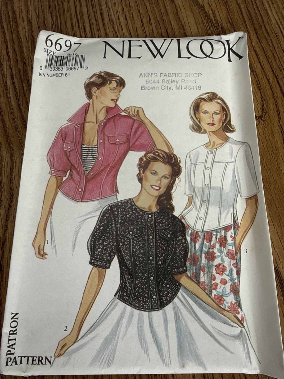 New Look 6697 lady's jacket Sewing Pattern Uncut Size 6-16