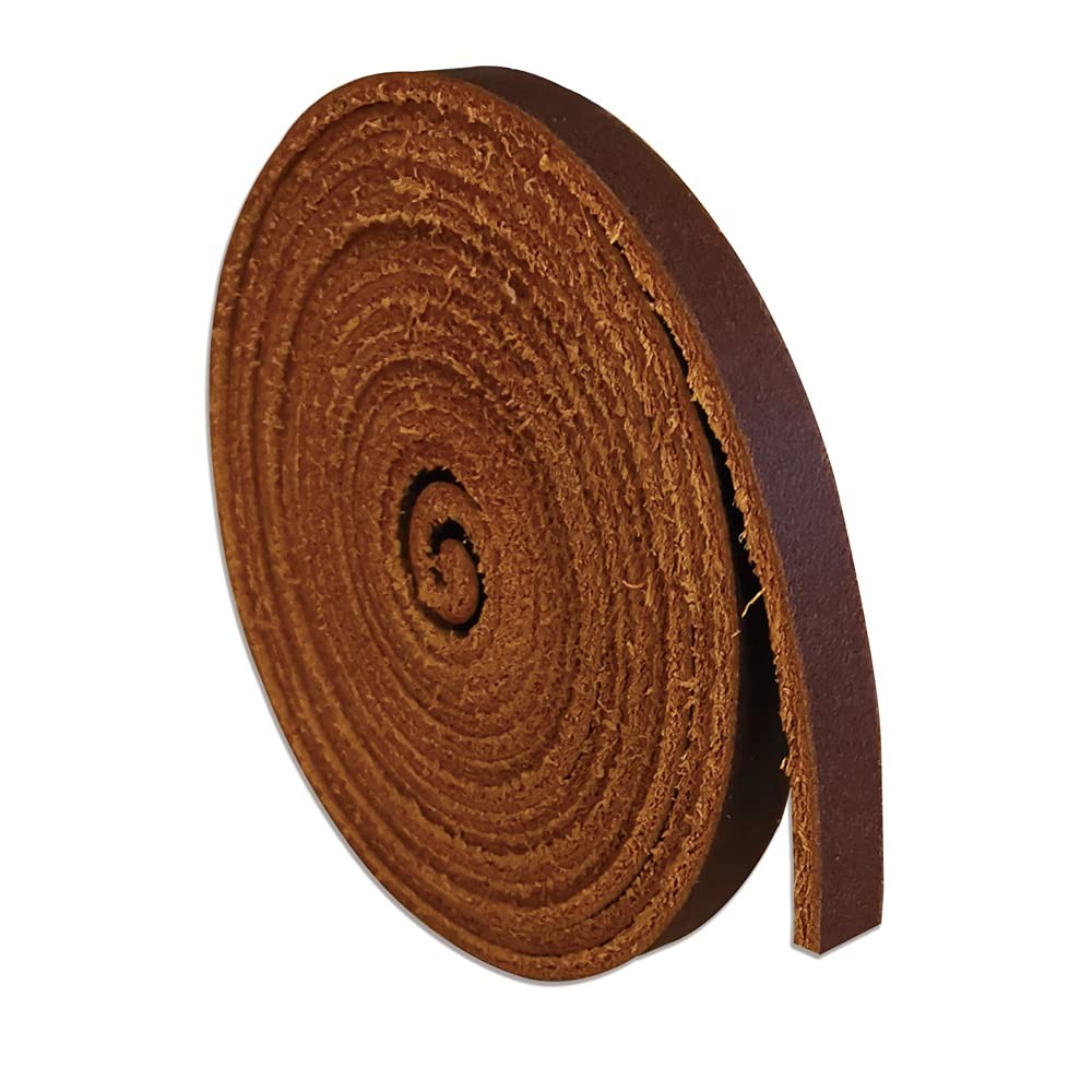 Genuine Leather Strip 1/4 Inch Wide 72 Inches Long 1.8-2mm Thick Bourbon Brown