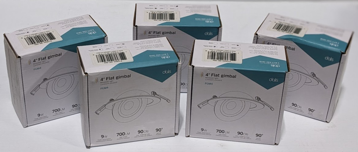 5) DALS Lighting FGM4-3K-SN Pivot 4″ LED Gimbal Downlight 90° Tilt Satin Nickel