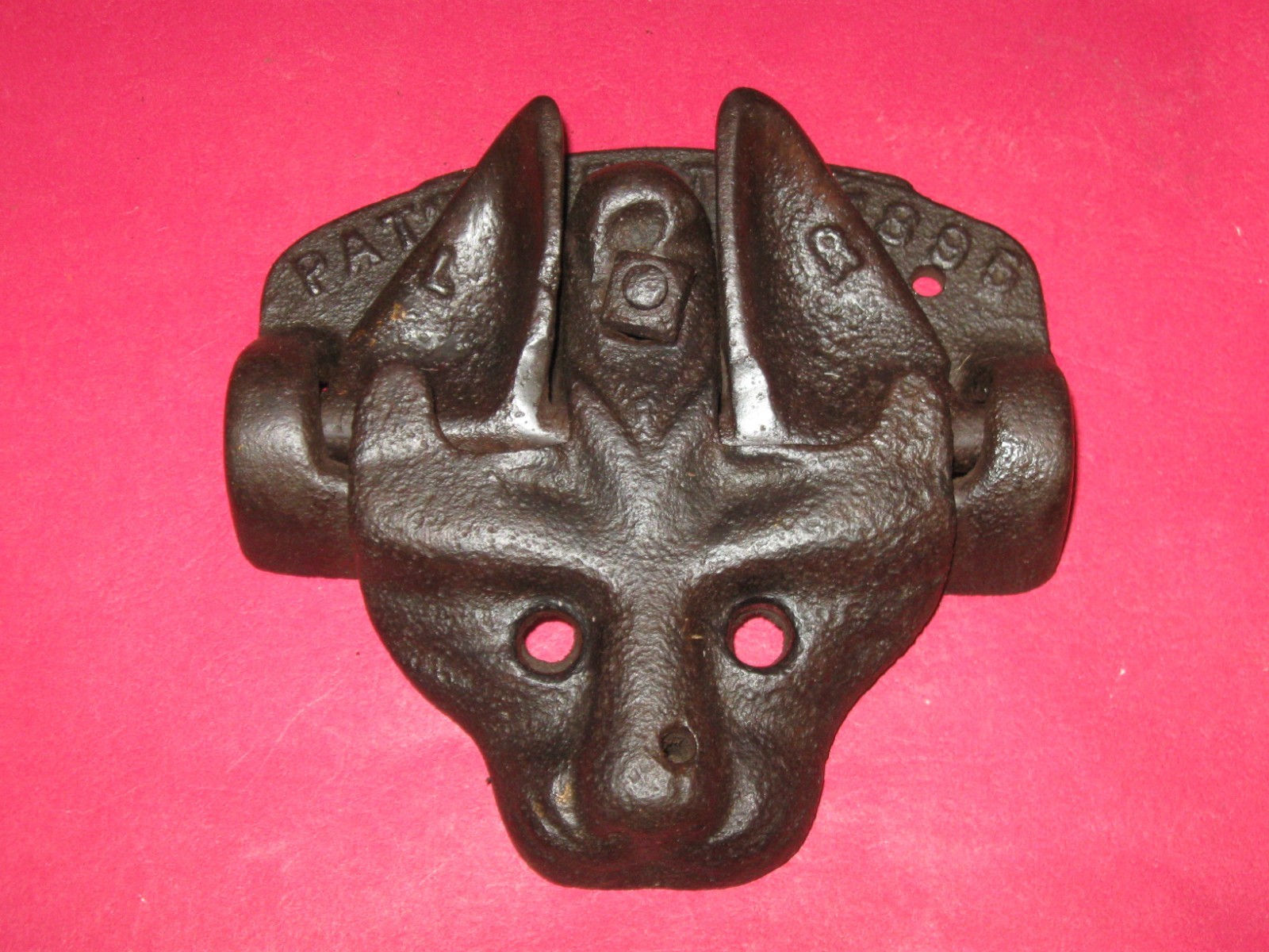 RARE Antique Cast IRON CAT FACE Mechanical VICTORIAN Door Gate Latch PAT 1895