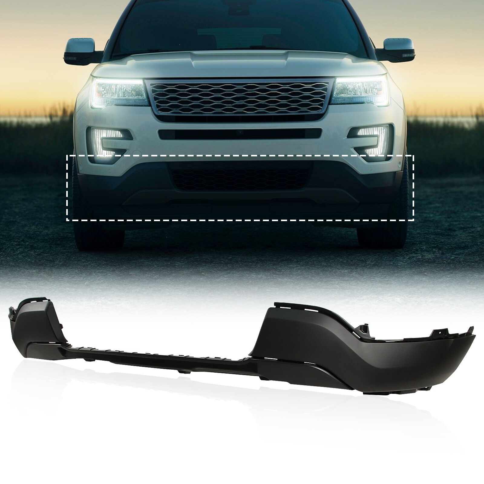 Black Front Bumper Plastic For 2016 EXPLORER LOWER FO1095261