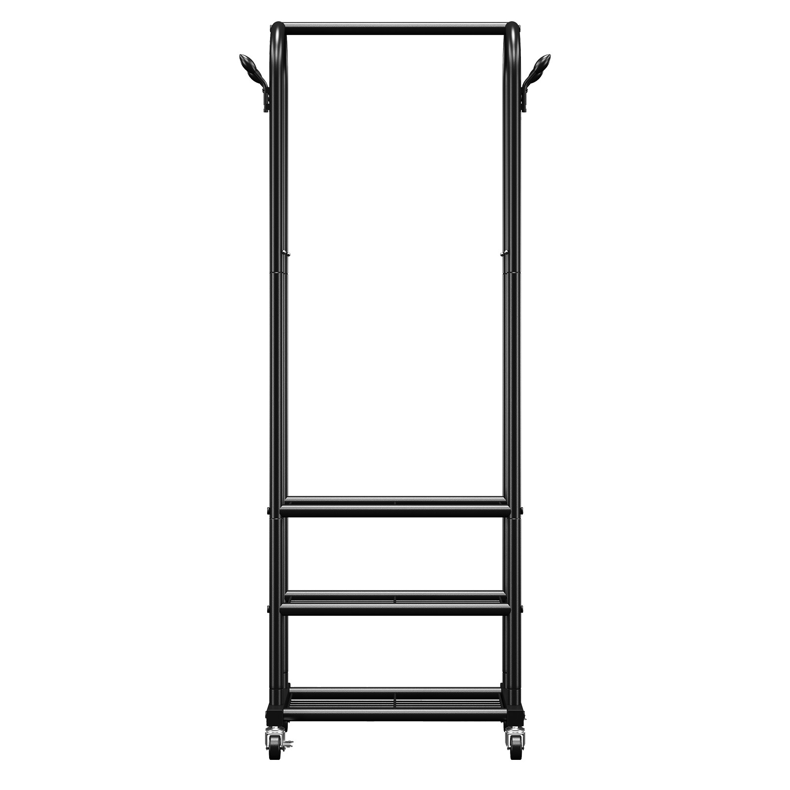 Uimoso Rolling Garment Rack with 3 Shelves & Hooks, 99 lbs Weight Capacity