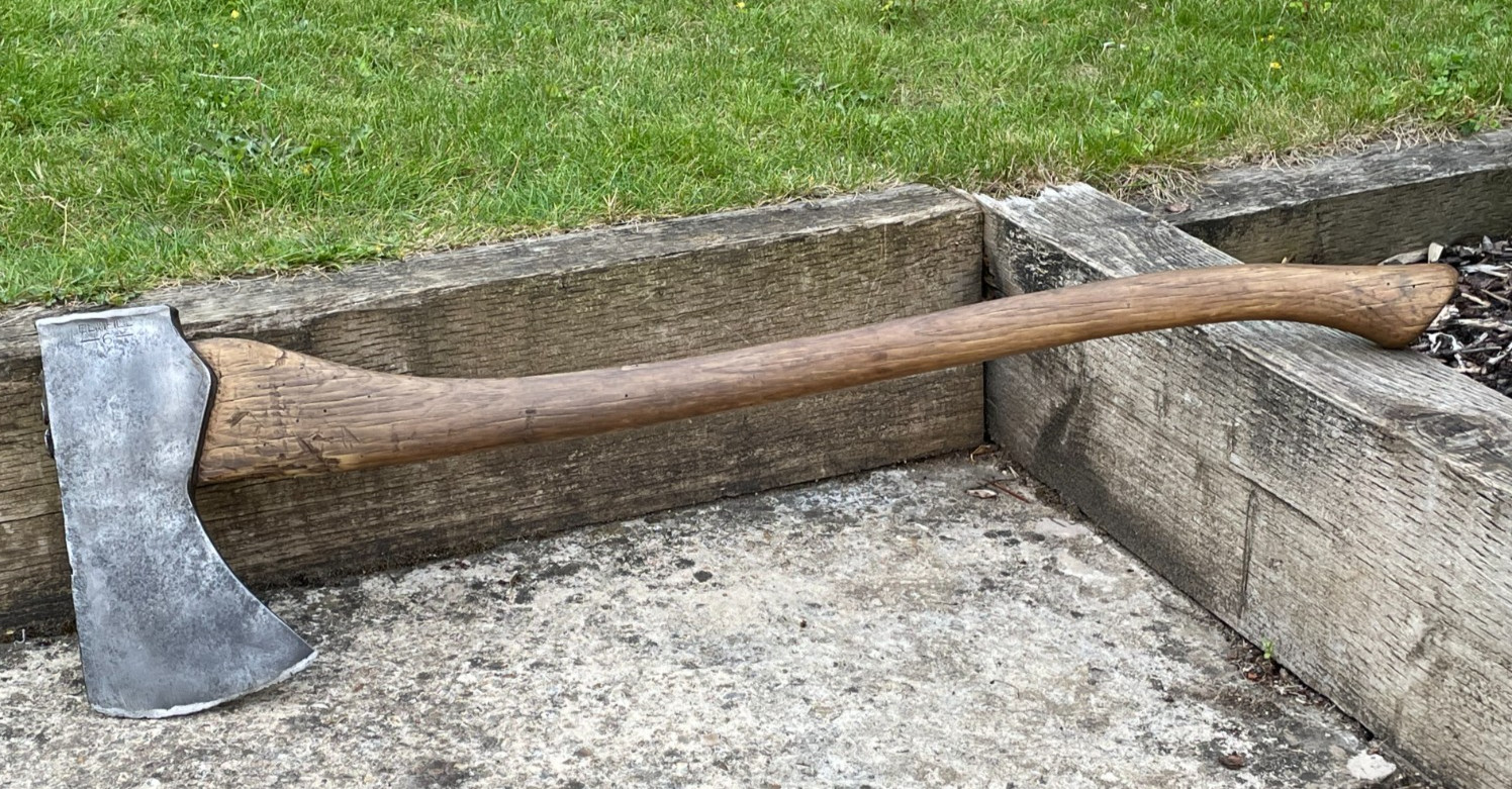 Vintage Large Elwell 6 Axe Wood Log Chopper Felling Axe Old Tool