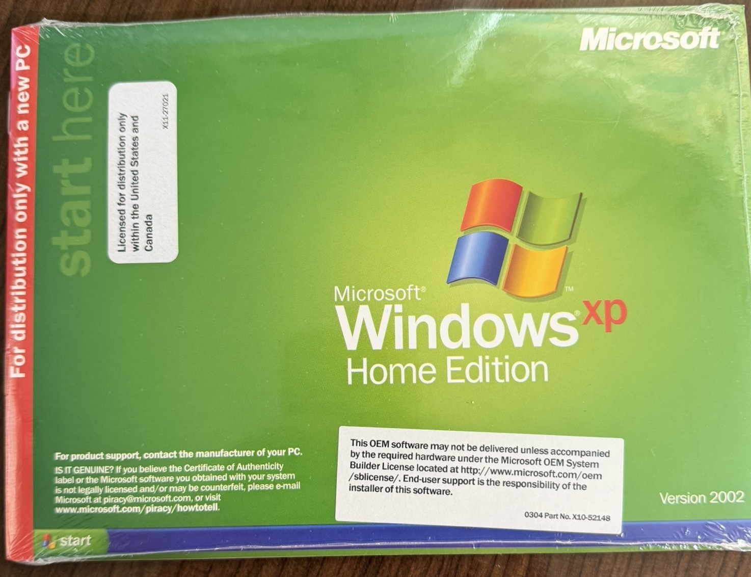 Factory Sealed Microsoft Windows XP Home Edition - NO Key - Vintage 2002