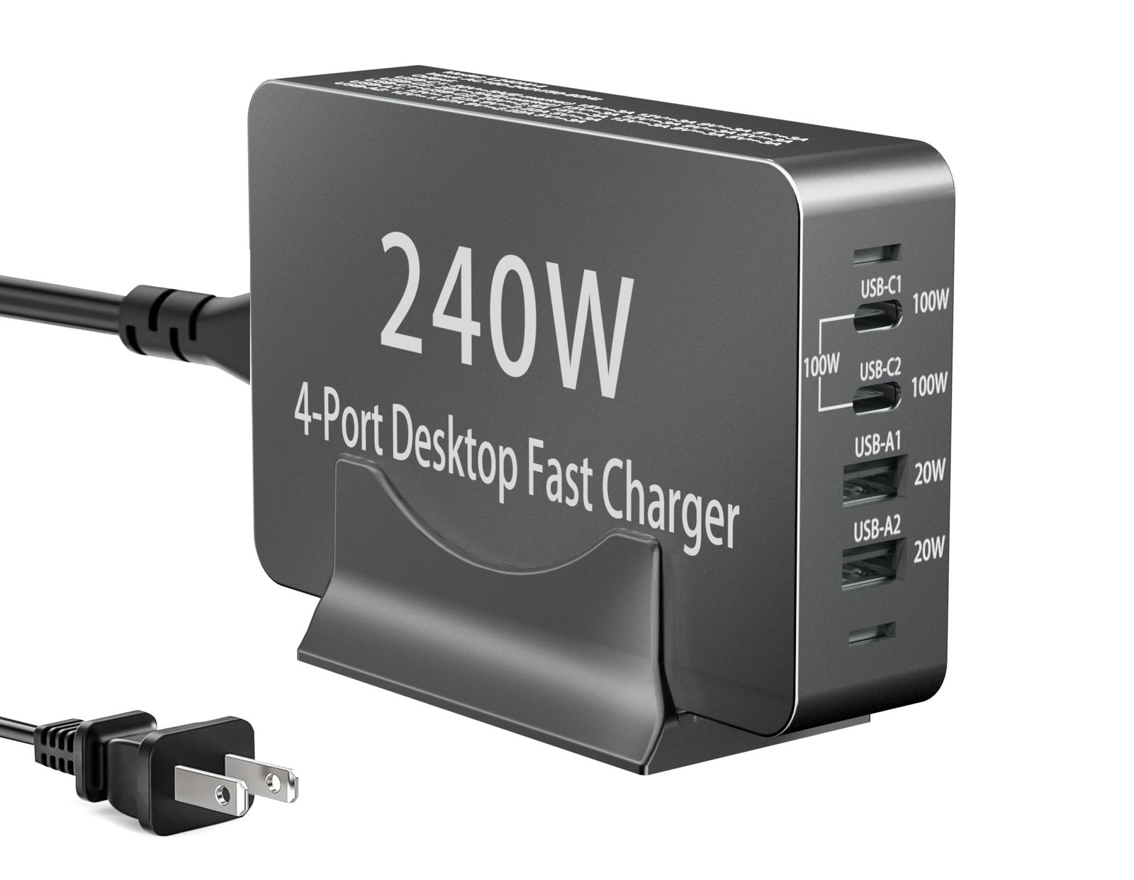 240W USB C Charger Block, 4 Port USB Fast Charging Station 100W Laptop Power Ada