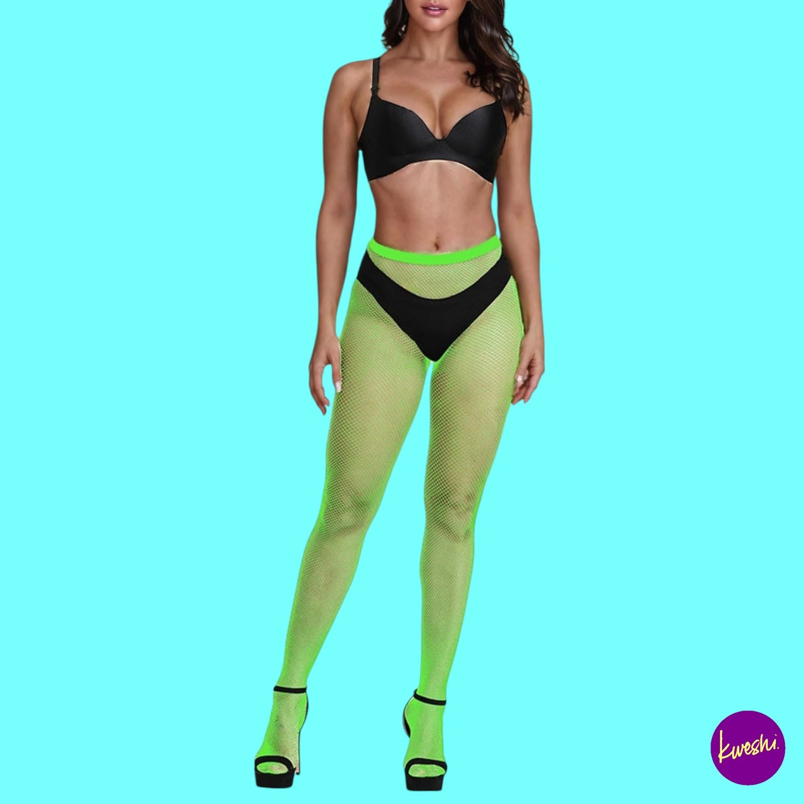 MALUSTAR Women's Fishnet Tights, Micro Net Stretch Mesh, Green, One Size (S–L)