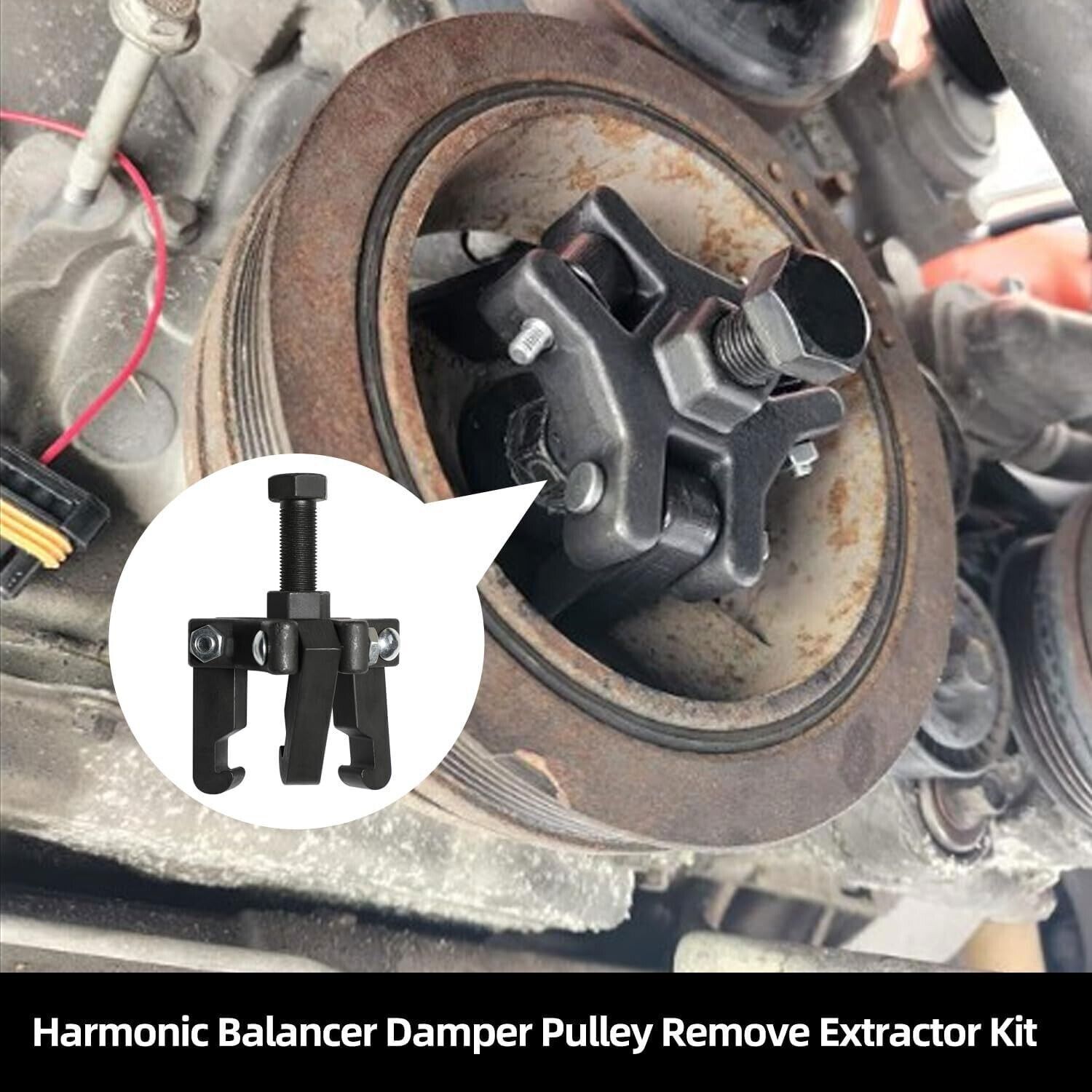 Harmonic Balancer Puller Crank Pulley Removal Kit Engine Motor Rod Auto LS GM US