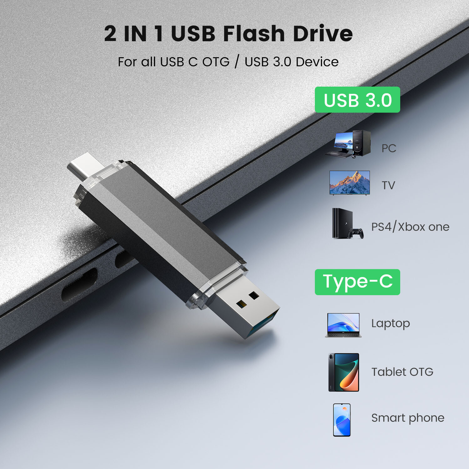 USB 3.0 Type C Flash Drive OTG High-Speed Data Memory Storage for Phone