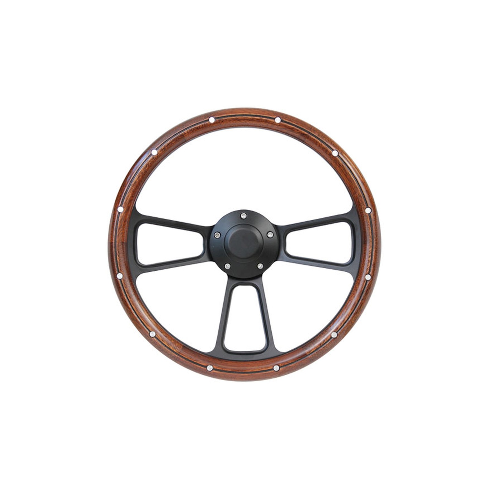 STRF8BW74-91 Brothers Trucks Custom Steering Wheels - Black / Wood - Plain