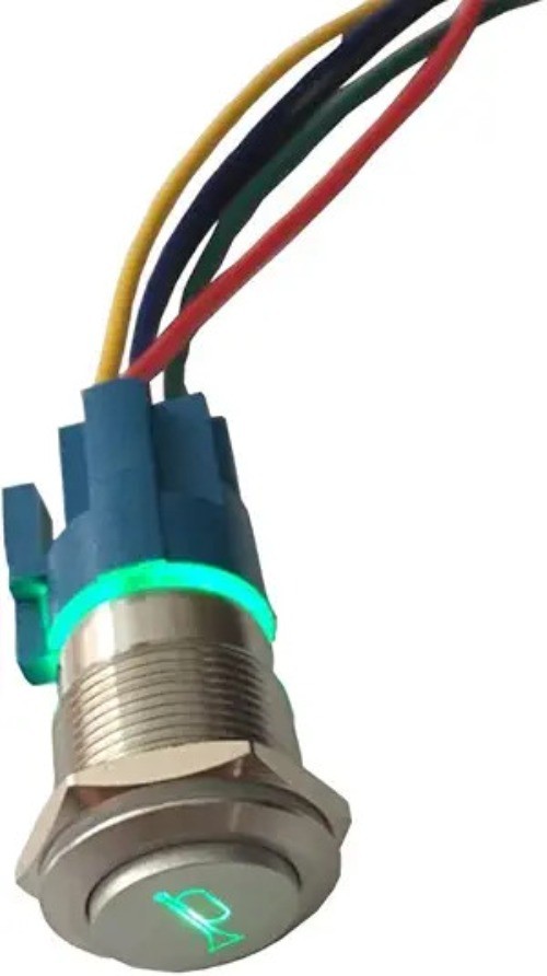 12V Green LED Momentary Horn Push Button Metal Toggle Switch with 19mm Socket Pl