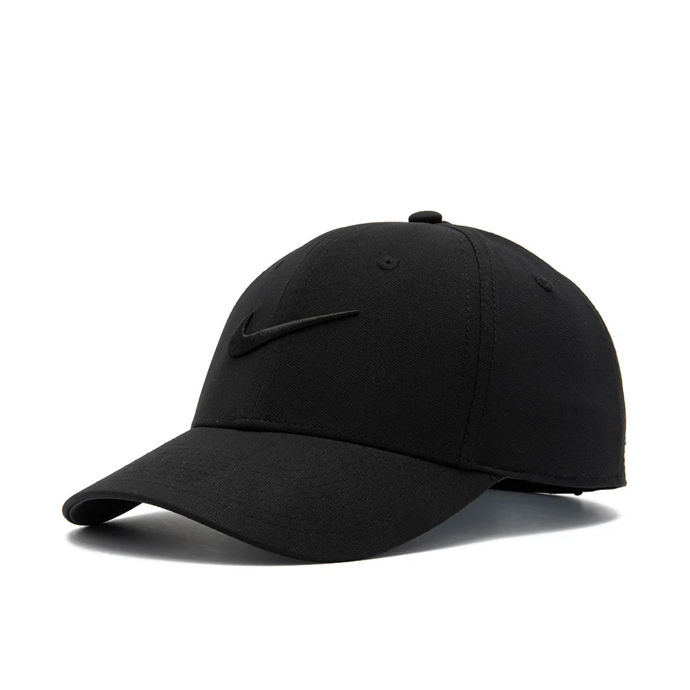 New Nike Club Structured Swoosh Hat Triple Black Cap FB5625 011 Size L/XL New